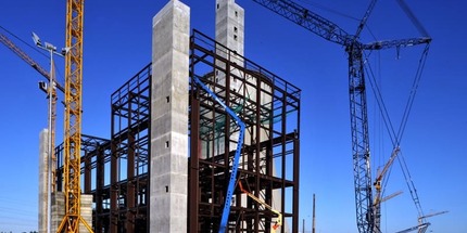 Das Stahlgerüst des Maschinenhauses