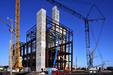 Das Stahlgerüst des Maschinenhauses